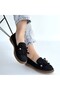 Boriy Black Leather Powder Suede Ballerina Shoes - 4