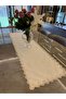 Royal Emerald Lace Detailed Gold Glitter Ecru Runner - 6
