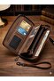 Unisex Genuine Leather Luxury Handbag with Phone Compartment Portfolio Wallet Crazy Tan - 3