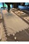 Royal Yakut Lace Detailed Gold Glitter Ecru American Placemat, Runner, and Napkin Set - 5