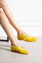 Alisa Yellow Mesh Belt Detailed Women's Ballerinas - 3