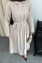 Valeno Model Coupra Model Fabric Belt Detailed Dress - 7