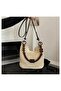 Boho Chic Handmade Knit Bag, Aesthetic Crochet Shoulder Bag with Wood - 2