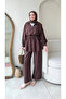 Strawberry Fabric Trousers Set - Brown