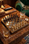 Premium Luxury Wooden Stone Chess Set Silver Special Design Decorative Vip Gift Set 25X25 cm
