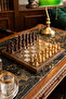 Premium Silver Checkered Wooden Stone Luxury Chess Set Decorative Vip Gift Standard Set 20X20 cm