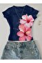 Women's Trend Floral Printed - Lycra Short Sleeve Body Tee Crop
