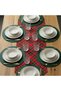American Service, New Season 6-Piece Forest Green Color Plaid Set with Plaid Blanket and Runner Cover2 - 2
