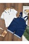 Summer Salopet Short Leg Lycra Jeans Polo Collar Combed Cotton Baby Boy Set - 2