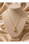 Shiny Stone Rotating Tip Sun Steel Necklace - White Stone (Gold Color) - 2