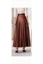 Women's Brown Elastic Waist Long Satin Skirt - 4