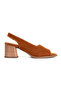 Women's Genuine Leather Mid-Heel Sandals 6358 Taba Suede - 4