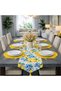 American Service, New Season 6-Piece Yellow Color Supla and Runner Cover Lemon Flower Set