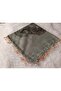 Brand Handcrafted Needle Embroidered Writing 100% Cotton Muslin – 4 Sides Embroidered Elegant Headscarf 100X100 cm - 3