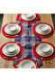 American Service, New Season 6-Piece Red Color Supla and Runner Cover Navy Blue Plaid Set - 2