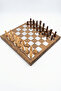 Premium Silver Checkered Wooden Stone Luxury Chess Set Decorative Vip Gift Set 37X37 cm Large Size - 3