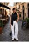 Luxury drapeli shawl collar zero sleeve blouse black color - 5