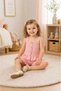 Baby Girl Linen Fabric Top and Bottom Set - 100% Cotton - 4