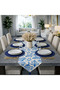 American Service, New Season 6-Piece Cobalt Blue Color Supla and Runner Cover Blue Coral Set