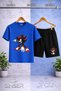 Children's Snic Black One Egilen Printed Crew Neck 3-Piece T-Shirt - Shorts Set - 3