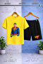 Children's Sprman Half Body Writing Printed Crew Neck 3-Piece T-Shirt - Shorts Set - 4