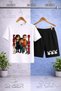 Children's Sinser Yazili Tavsan Printed Crew Neck T-Shirt - Shorts Set
