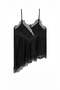 Black Asymmetrical Cut Vintage Lace Detailed Y2K Strap Crop - 2