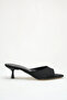 Women's heeled slippers - 5 cm stiletto heel pointed toe satin black - 6