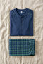 Men's 100% Cotton Ghost Pajama Set Short Sleeve Buttoned Collar T-Shirt with Plaid Pants Summer Home Wear Set - 5