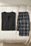 Men's 100% Cotton Ghost Pajama Set Short Sleeve Buttoned Collar T-Shirt with Plaid Pants Summer Home Wear Set - 5