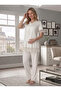 New Season Ecru Stylish Lace Detailed Summer Design Short Sleeve Buttoned 100% Cotton Maternity Pajama Set - 2