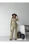 Women's Pleated Detailed Double Belted Blazer Jacket Pants Double Suit - 2