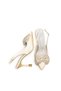 Women's Stiletto Gold Satin Pointed Toe Medium Heel Evening Dress Shoes with Stone Bow F6181 - 5