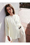 Beige Double-Breasted Collar Linen Blend Women's Kimono - 5