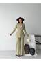 Women's Pleated Detailed Double Belted Blazer Jacket Pants Double Suit