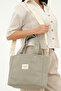 Gold Staple Detailed Matcha Latte Waxed Canvas & Gold Staple Detailed Strap (Width:28 Length:25) - 8