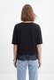 Black Crew Neck T-Shirt with Lace Detail 0463 - 3