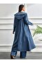 Hooded Denim Dress |   Long Cut with Pockets Modern Style - 4