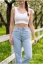 Alyona Ice Blue New Season Snow Wash Lycra High Waist Wide Leg Palazzo Jeans - 5
