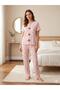Summer Camisole Plaid Cherry Patterned Women's Lycra Pajama Set - 2