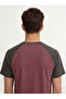 Men's Burgundy T-Shirt with Raglan Sleeves and Pocket Detail - 2