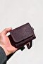 Purple Women's Wallet with Shawl Pattern, Genuine Leather, Small Size Wallet with Wrist Strap and Coin Compartment - 5