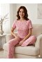 Summer Knitted Patterned Women's Short Sleeve Pajama Set