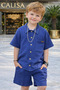 Boy's Waffle Shirt and Shorts Set |   2-Piece Set Summer Stylish Holiday Wear - 7