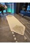 Royal Gold Glittery Ecru Tassel Detailed Runner with Corner Lace - 4