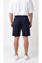 Men's Navy Blue Color Front-Pleated Shorts with Front Zipper Pockets and Back Pockets - 3