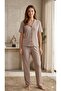 Summer Shirt Collar Buttoned Women's Pajama Set - 3