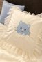 5 Piece 100% Cotton Baby Bedding Set with Cat Embroidery and Ruffles - Baby Set with Muslin Coverlet - 4