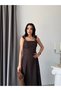 Brown Strappy Cross Belted Denim Midi Dress - 4