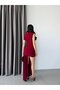 Burgundy Zero Sleeve Dress with Tail Detail - 7